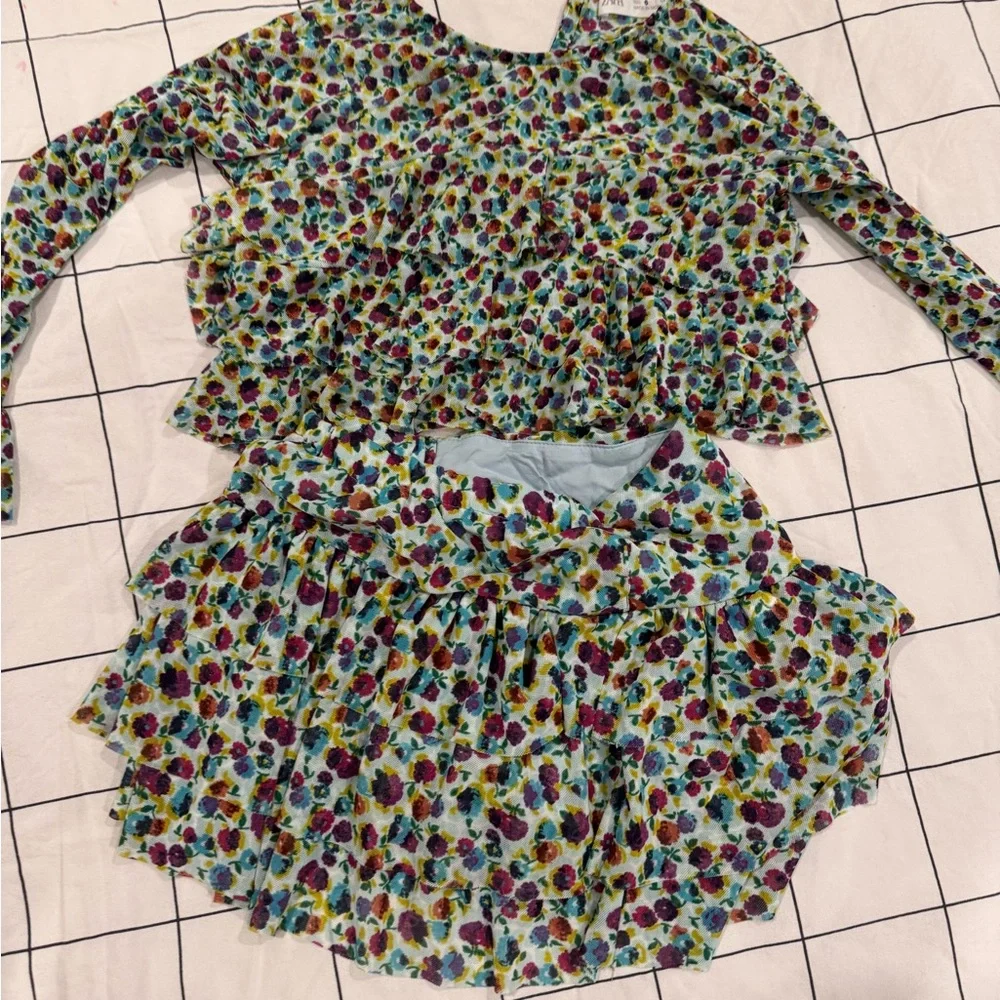 Floral Ruffle Kids Matching Set - Girls Size 6